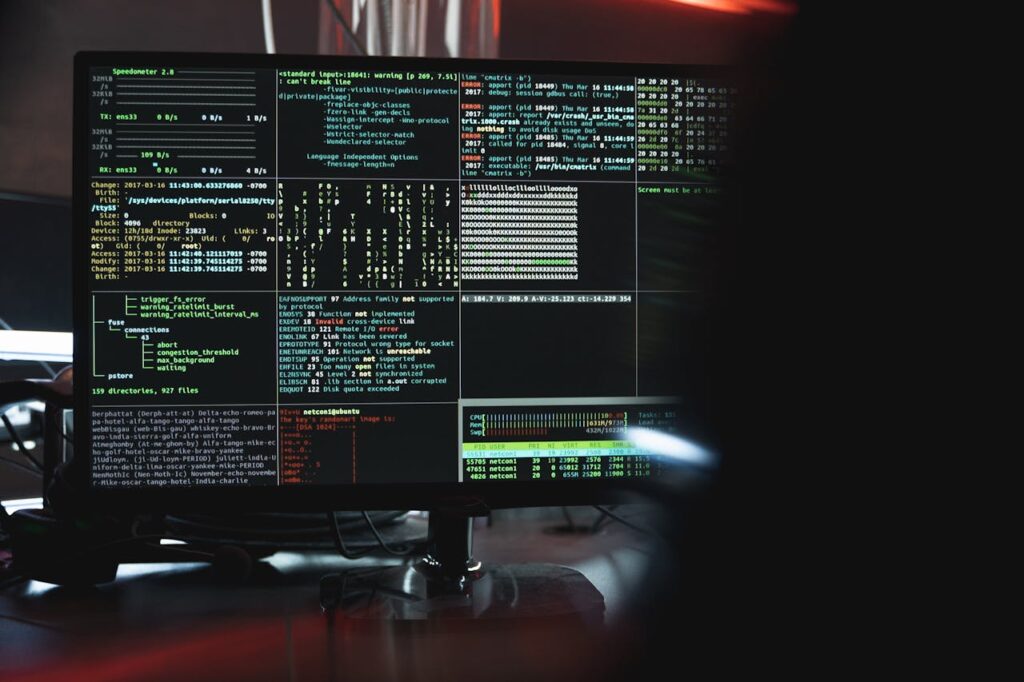 Close-Up View of System Hacking in a Monitor